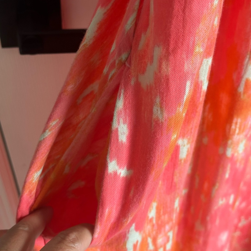 Time and Tru Womens XL Dress Coral Orange Empire Dress Ruffle Tank Sleeves Lined - Picture 4 of 8